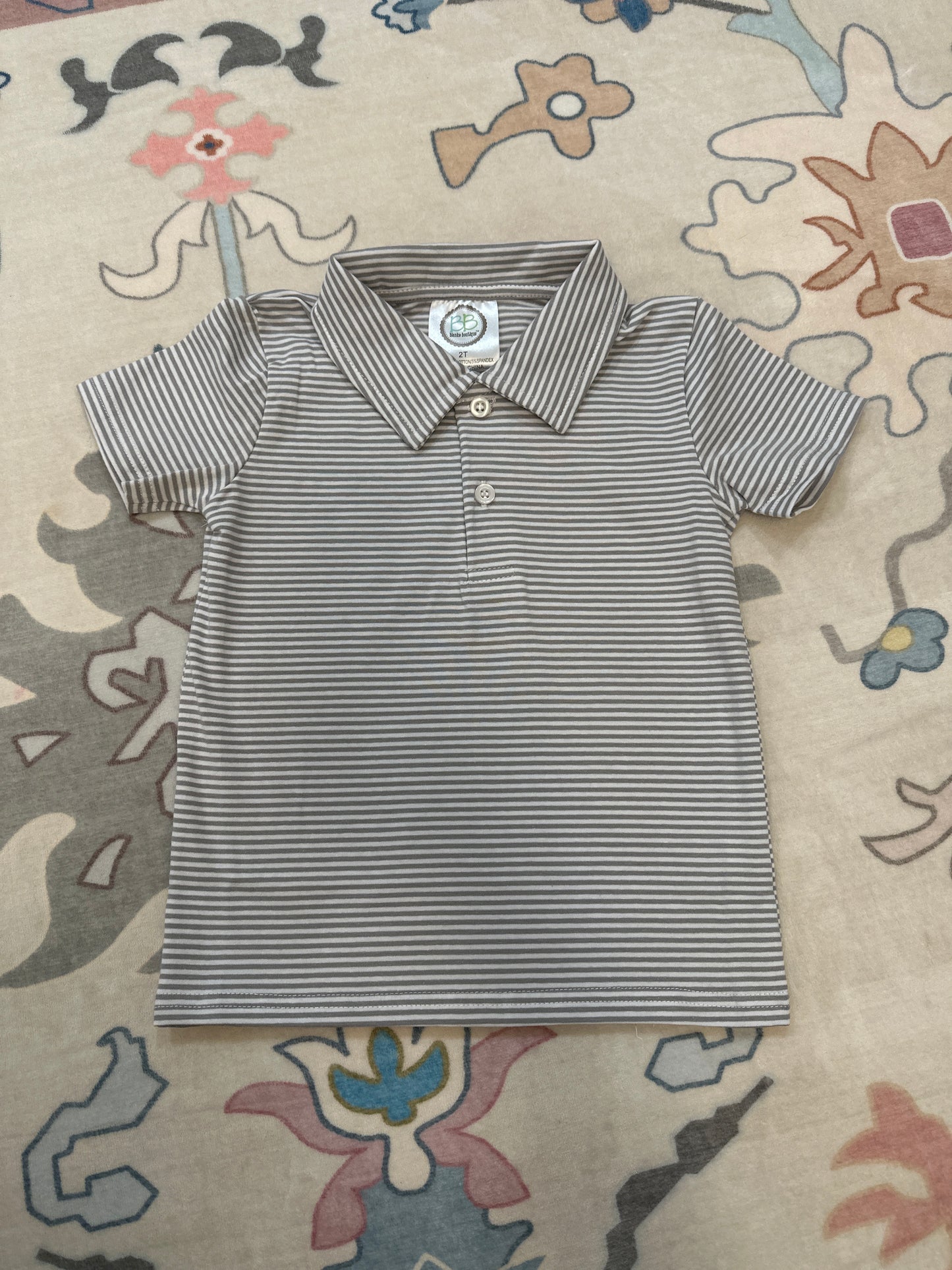 Grey Stripe Polo