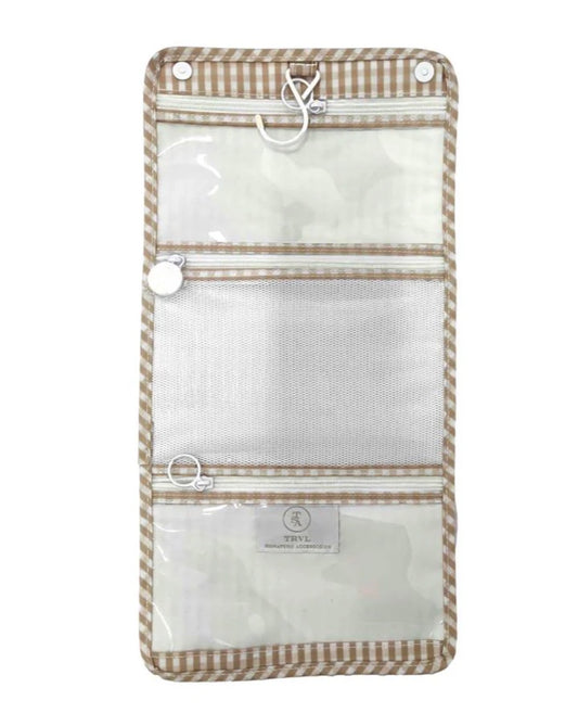 TRVL Hanging Toiletry Bag - Gingham Khaki