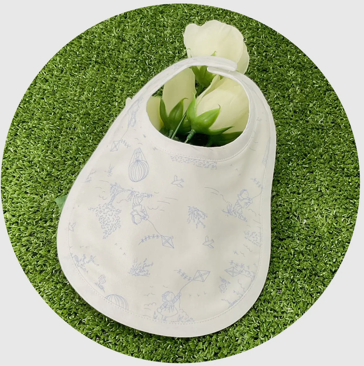 Blue Toile Infant Bib