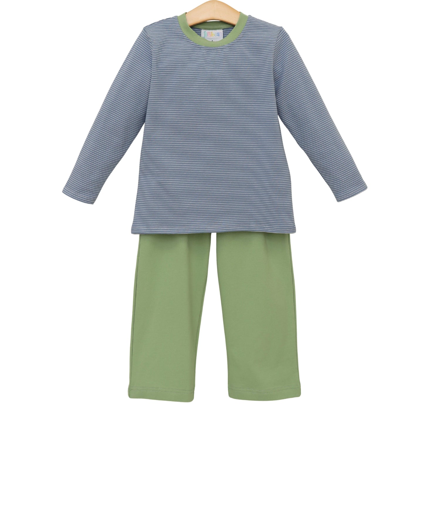 Thomas Pants Set - Dusty Blue Stripe/Sage