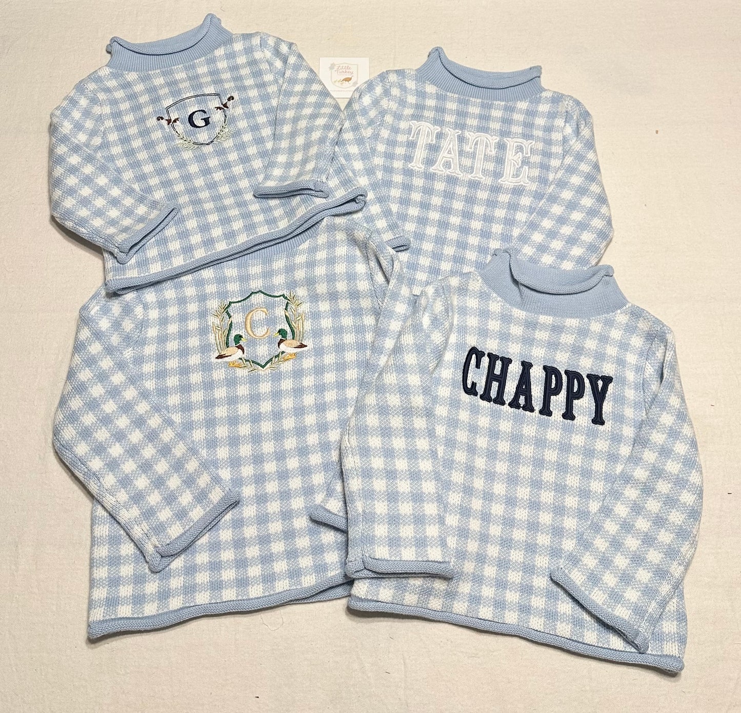 Rollneck Sweater - Blue Gingham