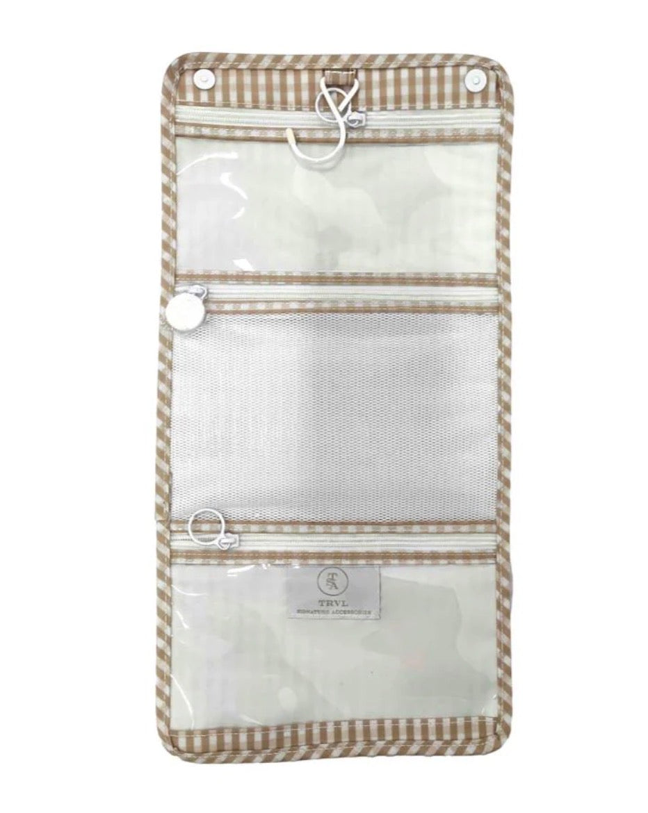 TRVL Hanging Toiletry Bag - Gingham Khaki
