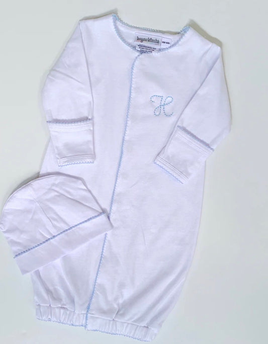 Picot Trim Gown - Blue Trim