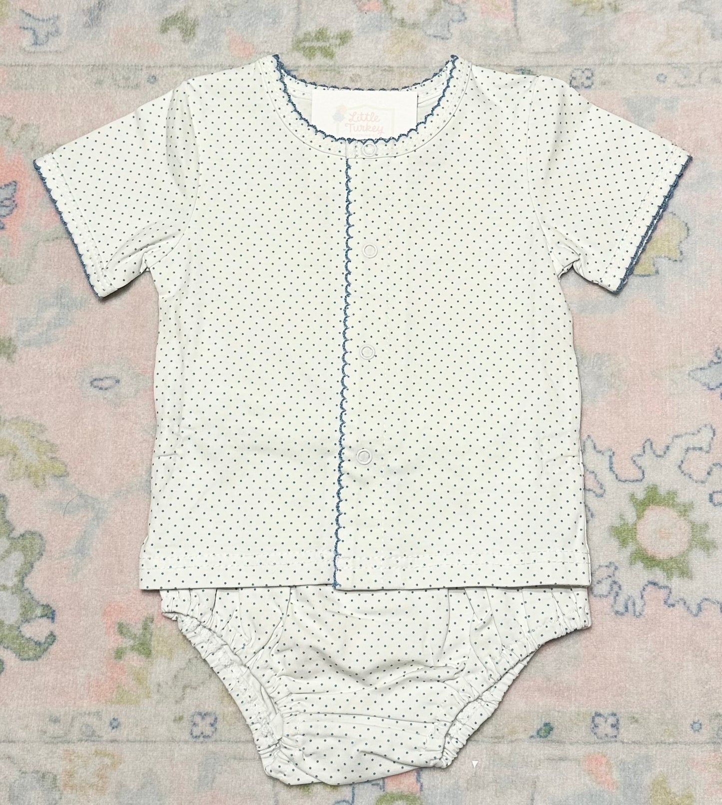Blue Bitty Dot Diaper Set