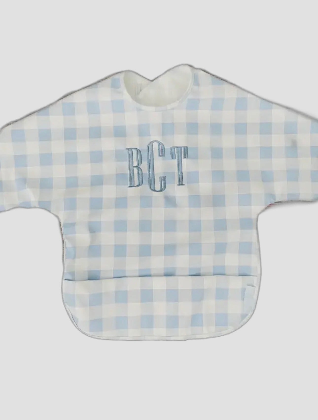 Long Sleeve Signature Catch All Bib - Blue Gingham