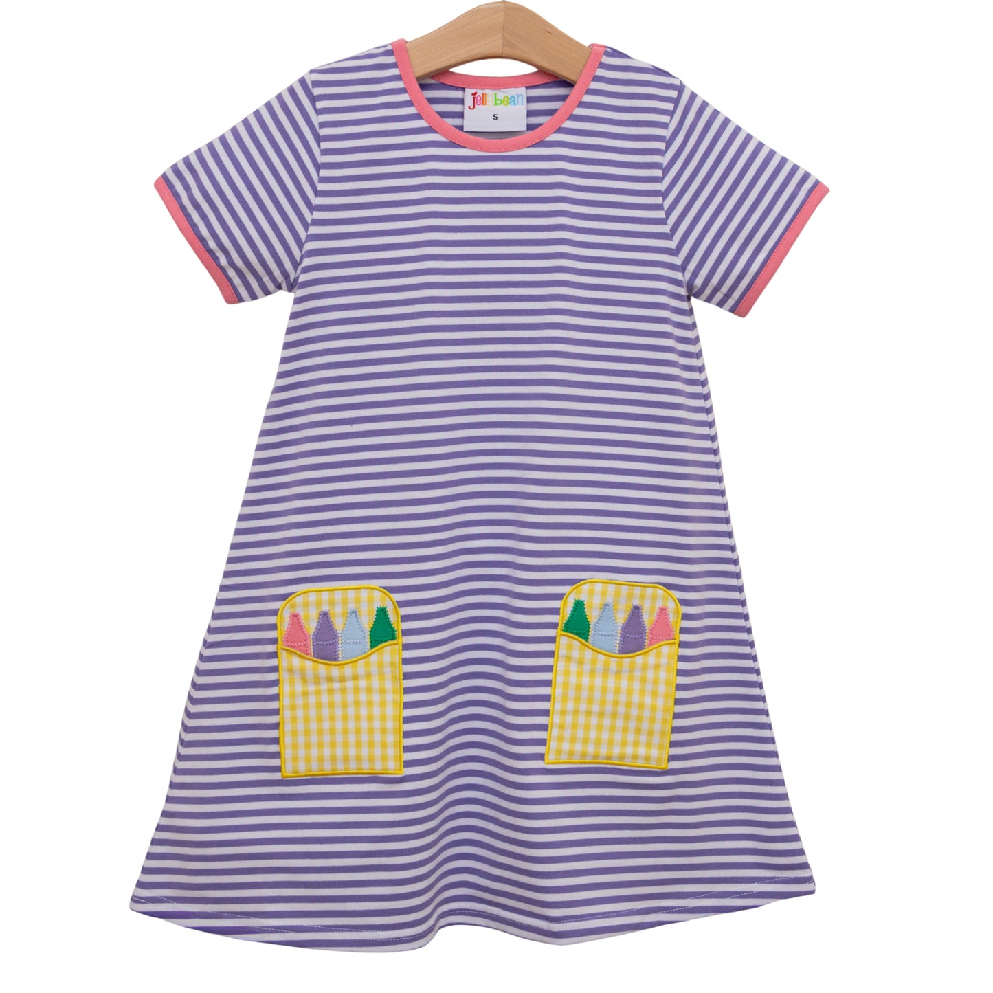 Crayon Pocket Dress - Lavender Stripe