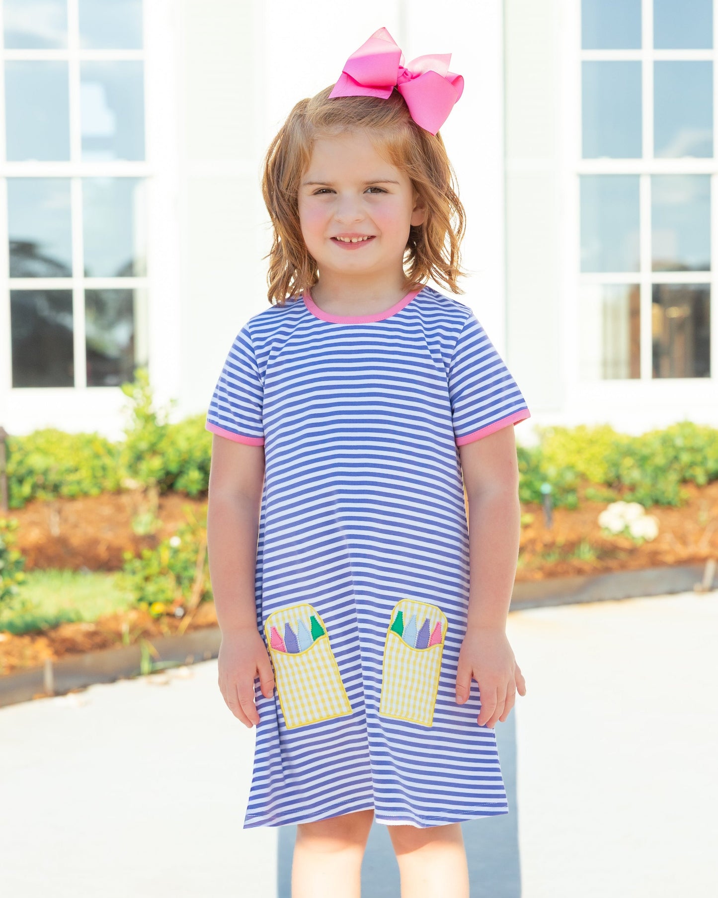 Crayon Pocket Dress - Lavender Stripe