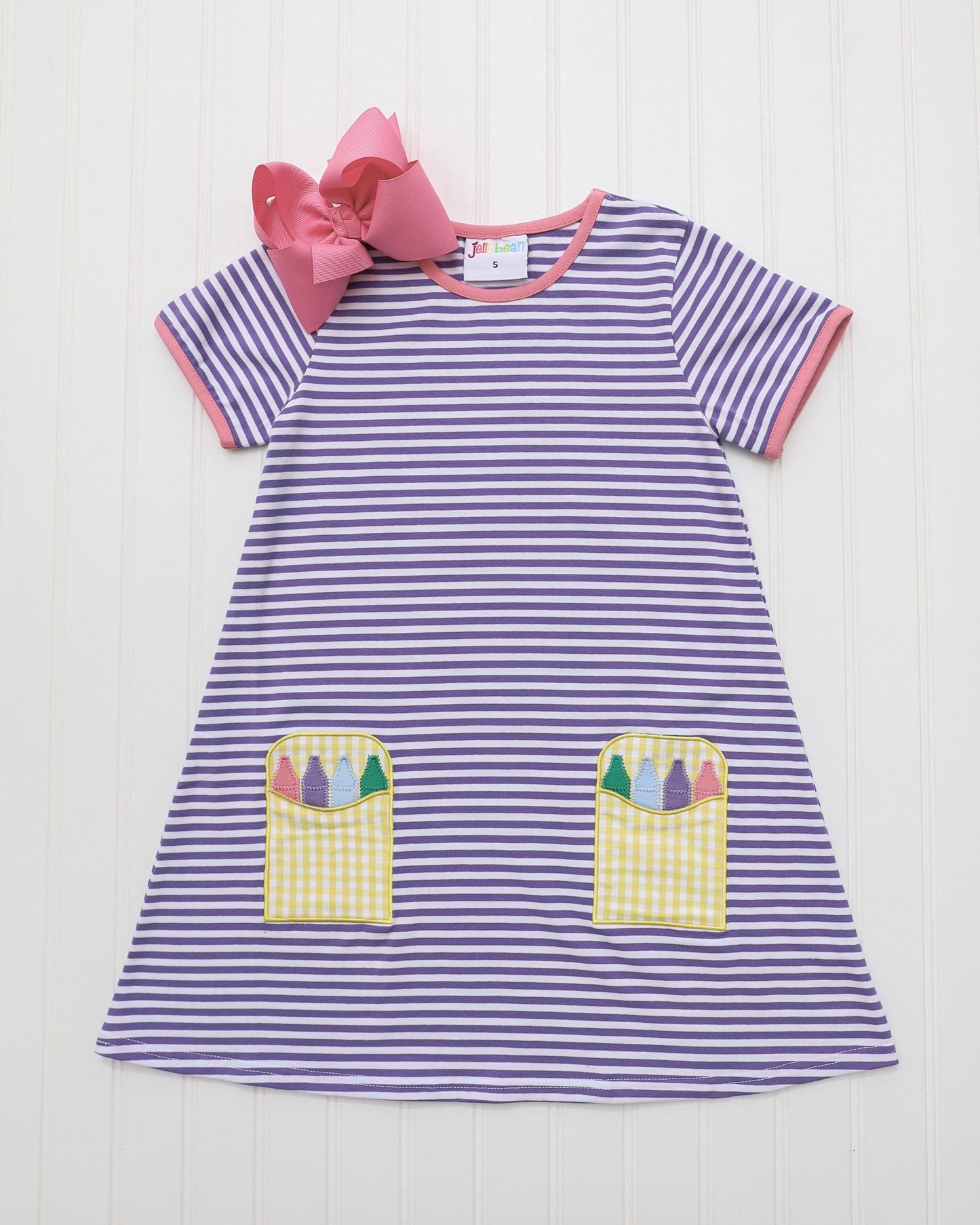 Crayon Pocket Dress - Lavender Stripe