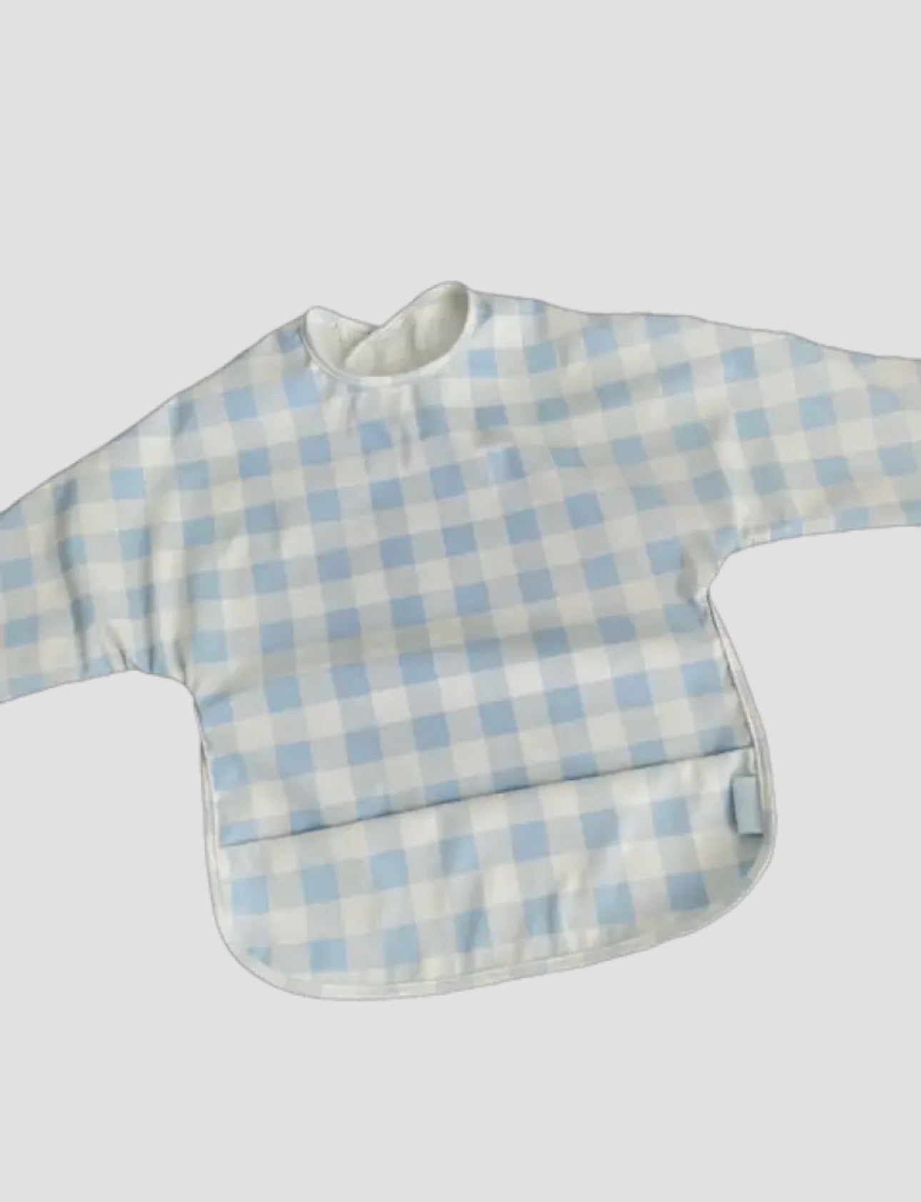 Long Sleeve Signature Catch All Bib - Blue Gingham