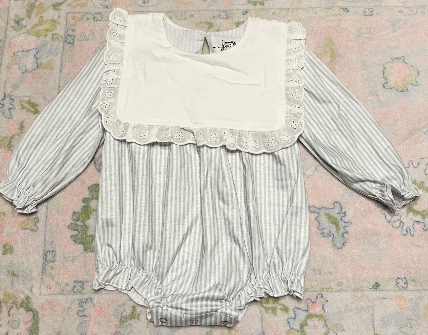 Sage Stripe Bubble - Girl