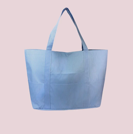 Baby Blue Preppy Stripe Big
Mama Tote
