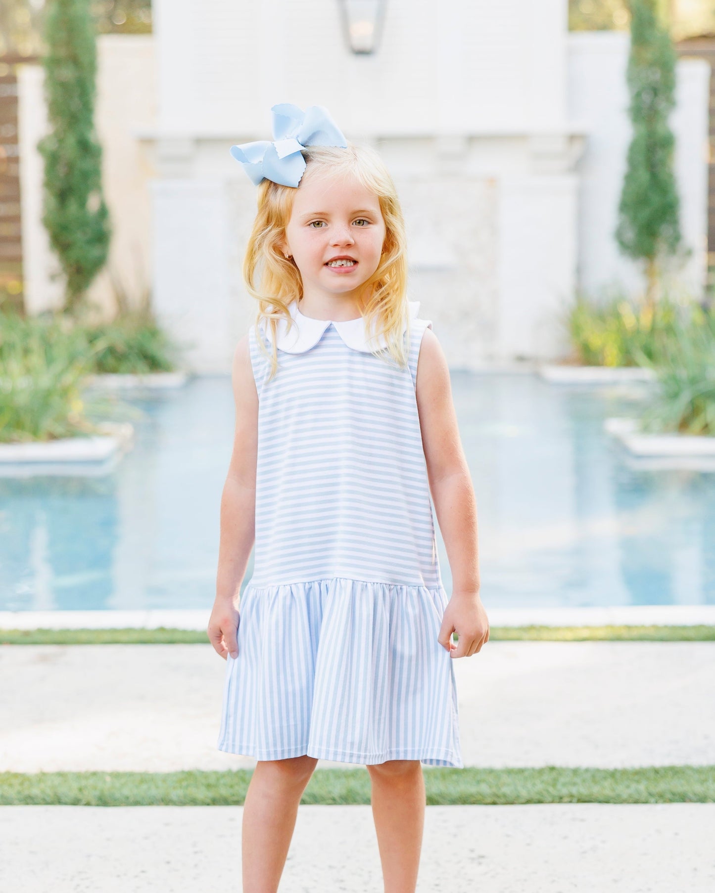 Georgia Dress - Light Blue Medium Stripe