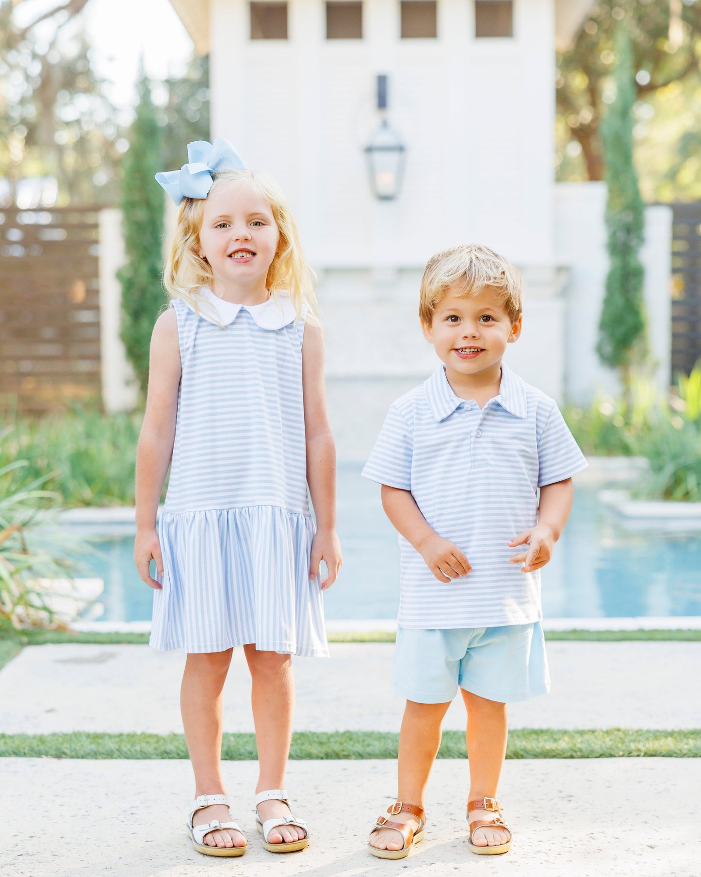 Georgia Dress - Light Blue Medium Stripe