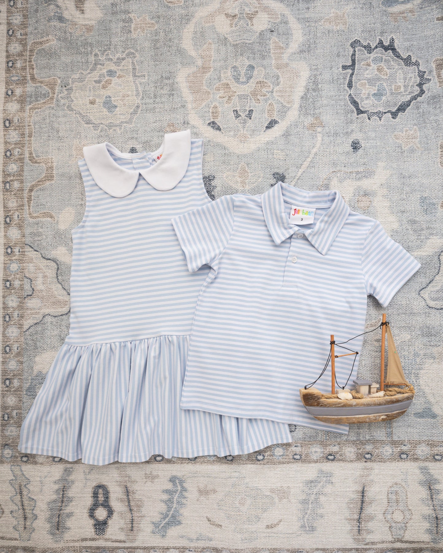 Georgia Dress - Light Blue Medium Stripe
