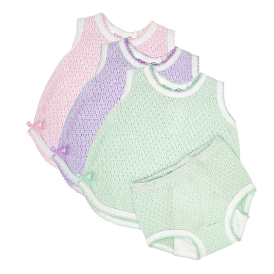 Paty Knit Solid Color Diaper Set- Bow or No Bow -PREORDER