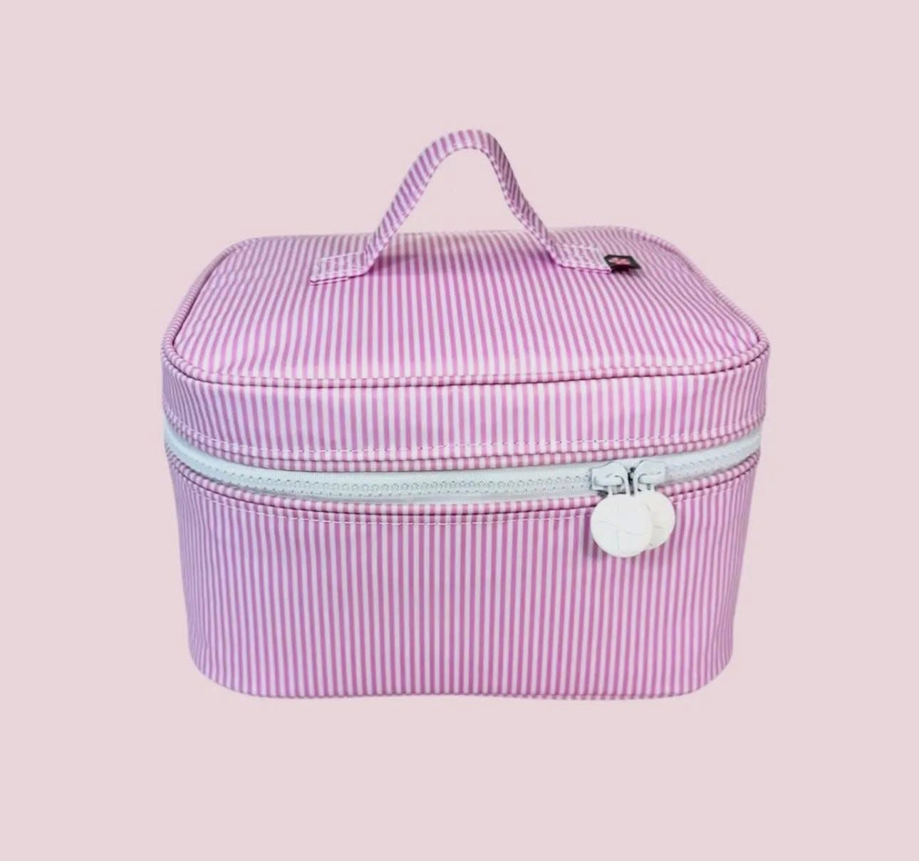 Pink Preppy Stripe Train Case