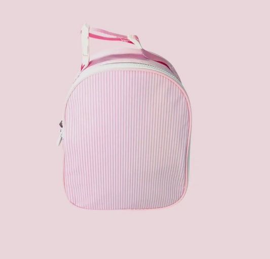 Pink Preppy Stripe Gumdrop - Lunch Tote