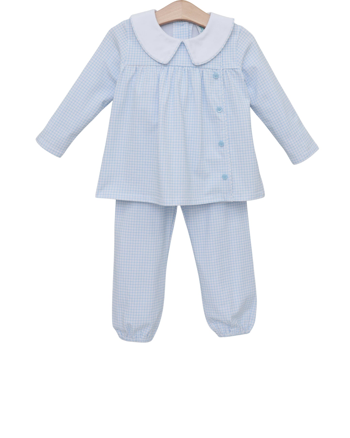 Liam Bloomer Pants Set - Light Blue Windowpane