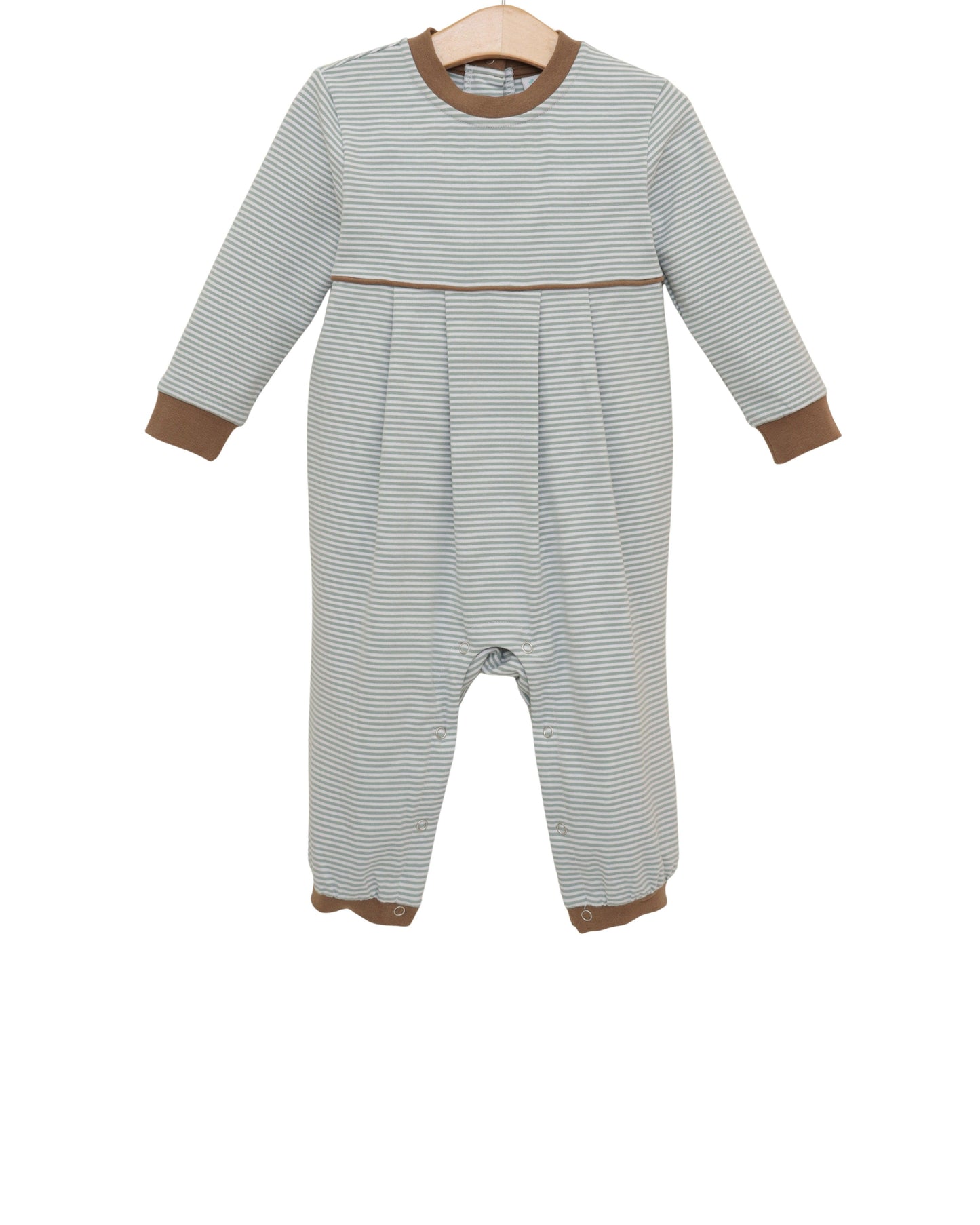 Patrick Romper - Dusty SageStripe/Light Brown