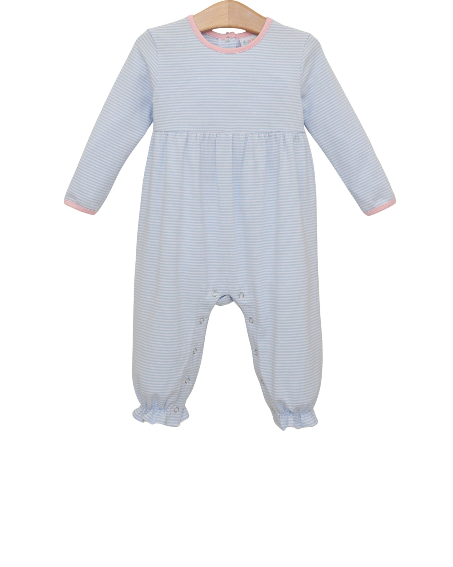 Sadie Romper - Light Blue Stripe/Light Pink