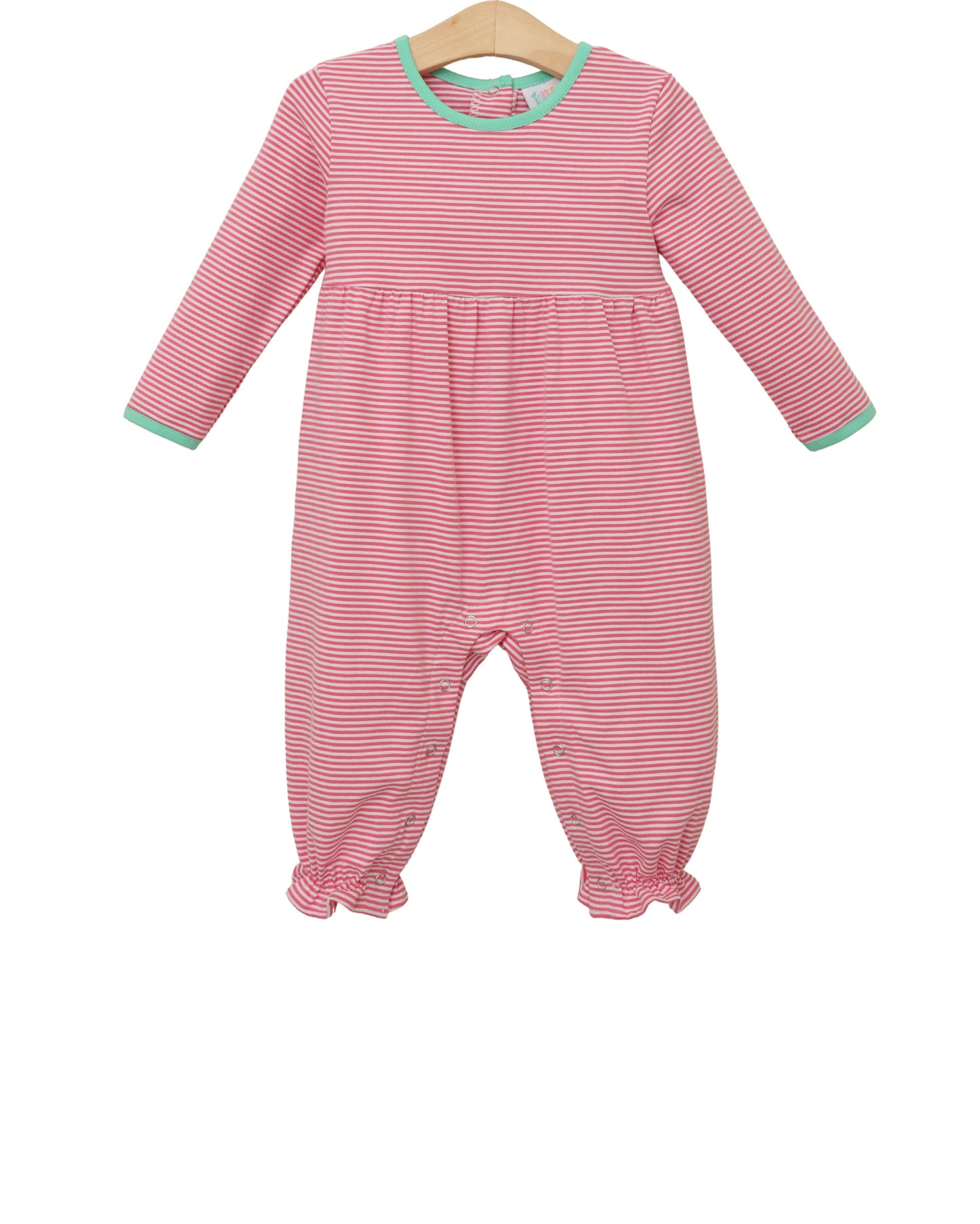 Sadie Romper - Pink Stripe/Mint
