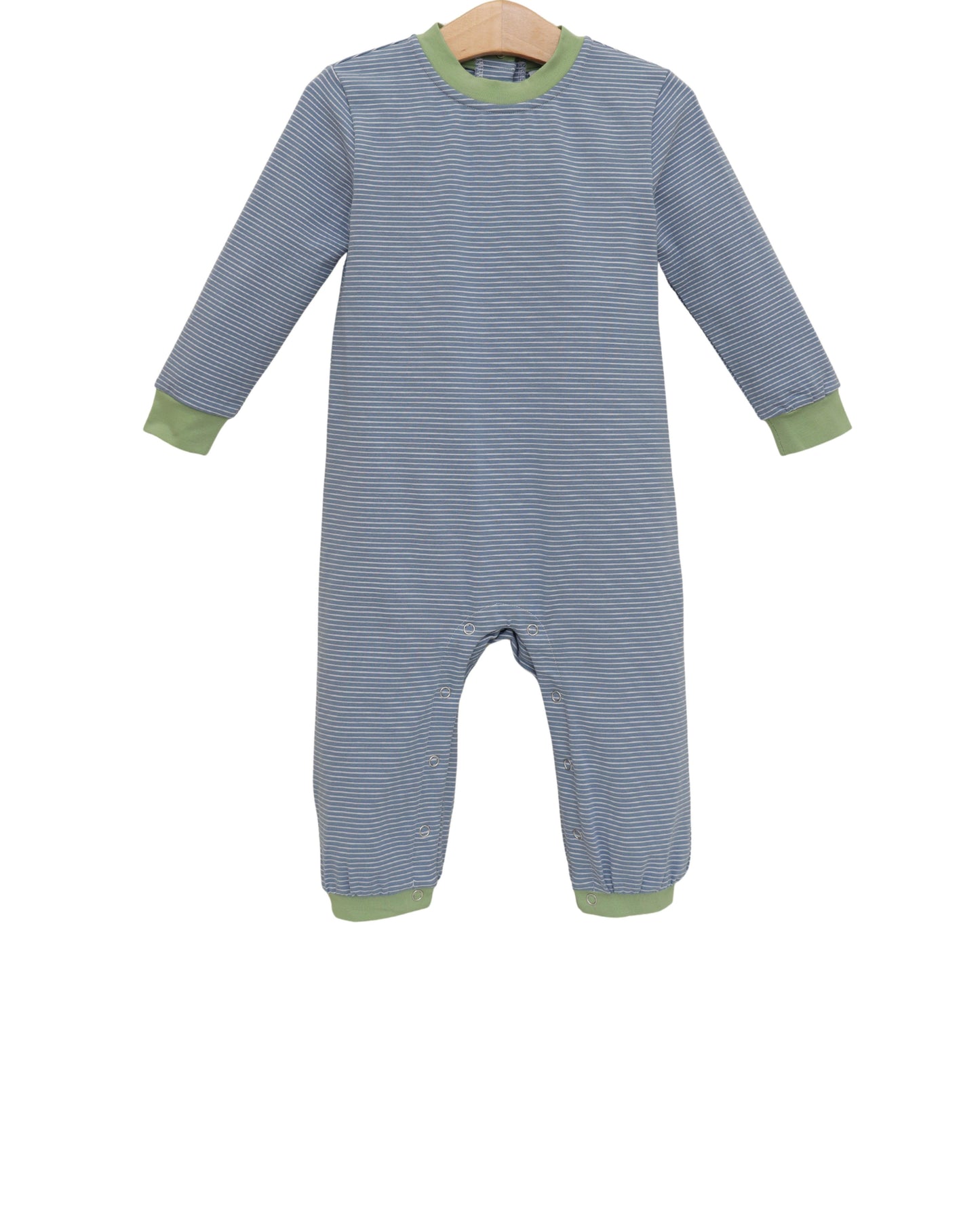 Thomas Romper - Dusty Blue Stripe/Sage